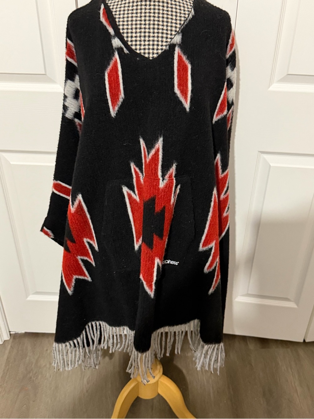 Black and orange sweater poncho size small